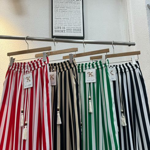 Ladies Wide Leg Stripes Long Trousers